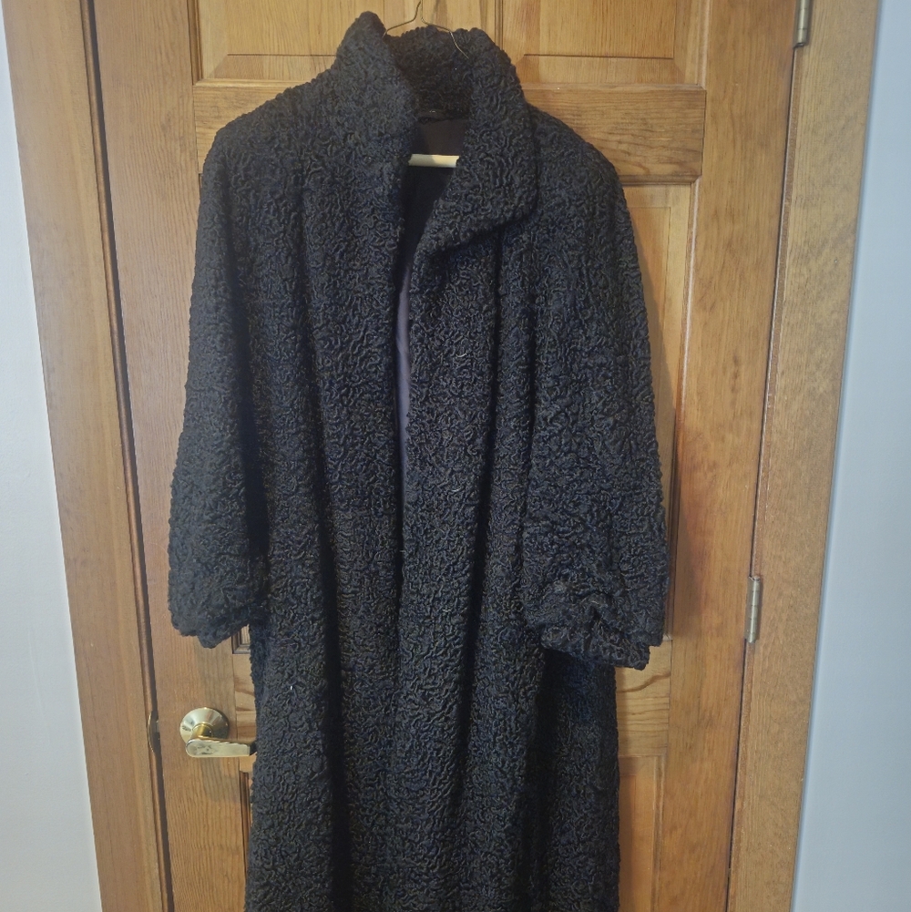 Black Lamb Fur Coat